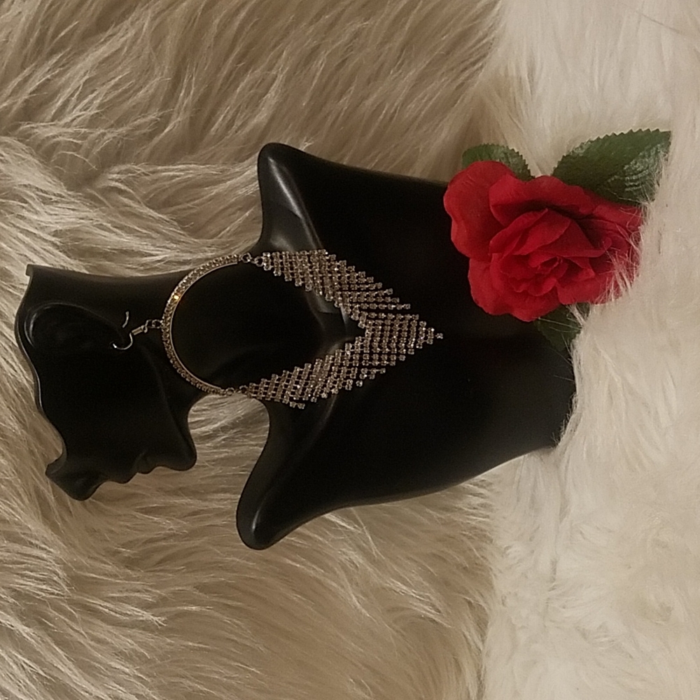 Large Dangling Rhinestone Earrings - image 1